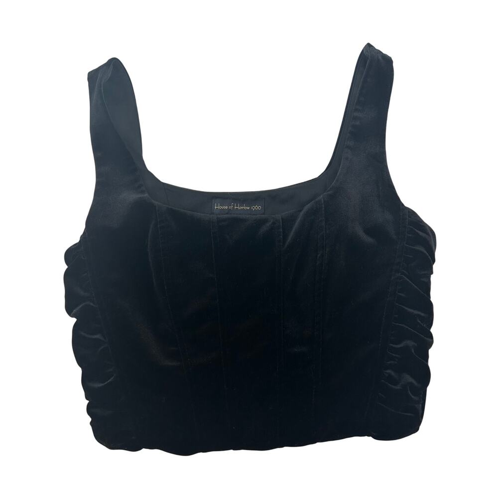 House of Harlow women's  Velvet Scoop Neck Cropped Corset Top